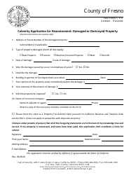 Calamity Application for Reassessment: Damaged or Destroyed Property - County of Fresno, California