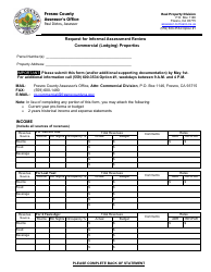 Document preview: Request for Informal Assessment Review of Commercial (Lodging) Properties - County of Fresno, California