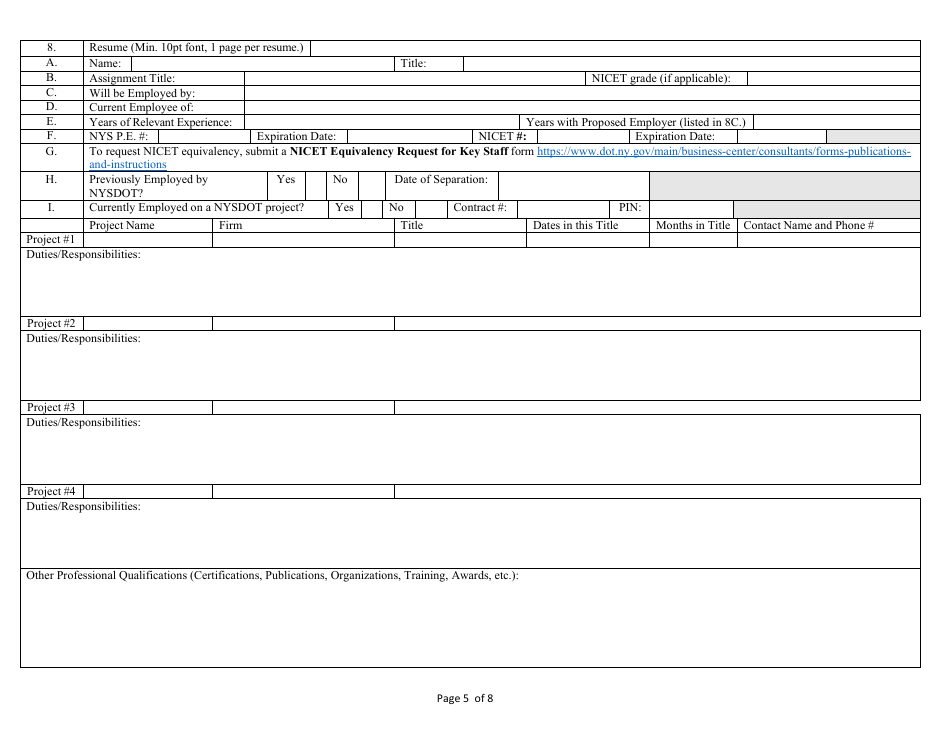 Form NYSDOT255 Architectural / Engineering and Related Services - New York, Page 5