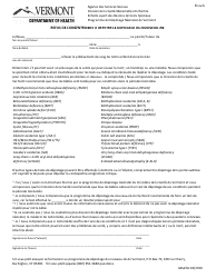 Document preview: Refusal of Consent to Repeat Newborn Screening - Vermont (French)