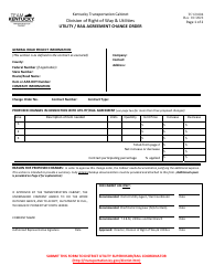 Form TC69-004 Utility/Rail Agreement Change Order - Kentucky