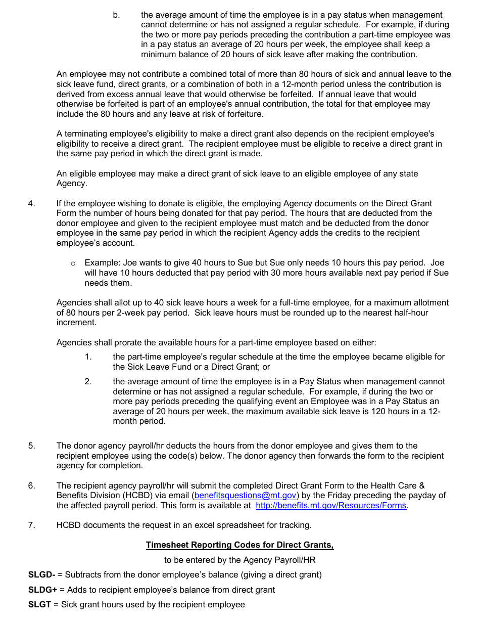 Direct Grant Form - Montana, Page 2