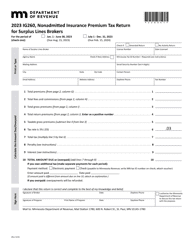Form IG260 Nonadmitted Insurance Premium Tax Return for Surplus Lines Brokers - Minnesota