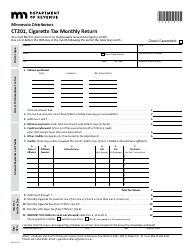Form CT201 Cigarette Tax Monthly Return - Minnesota
