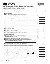 Schedule M1M Income Additions and Subtractions - Minnesota