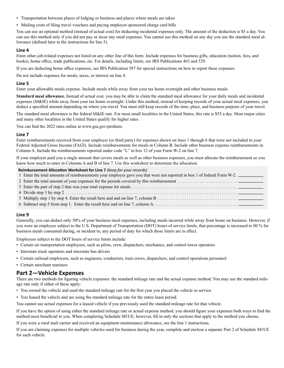 Schedule M1UE Unreimbursed Employee Business Expenses - Minnesota, Page 4