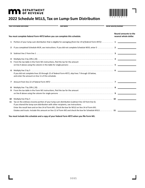 Schedule M1LS 2022 Printable Pdf