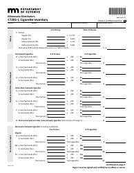 Form CT201-I Attachment 6 Cigarette Inventory - Minnesota Distributors - Minnesota