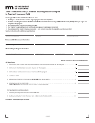 Schedule M1CMD Credit for Attaining Master&#039;s Degree in Teacher&#039;s Licensure Field - Minnesota