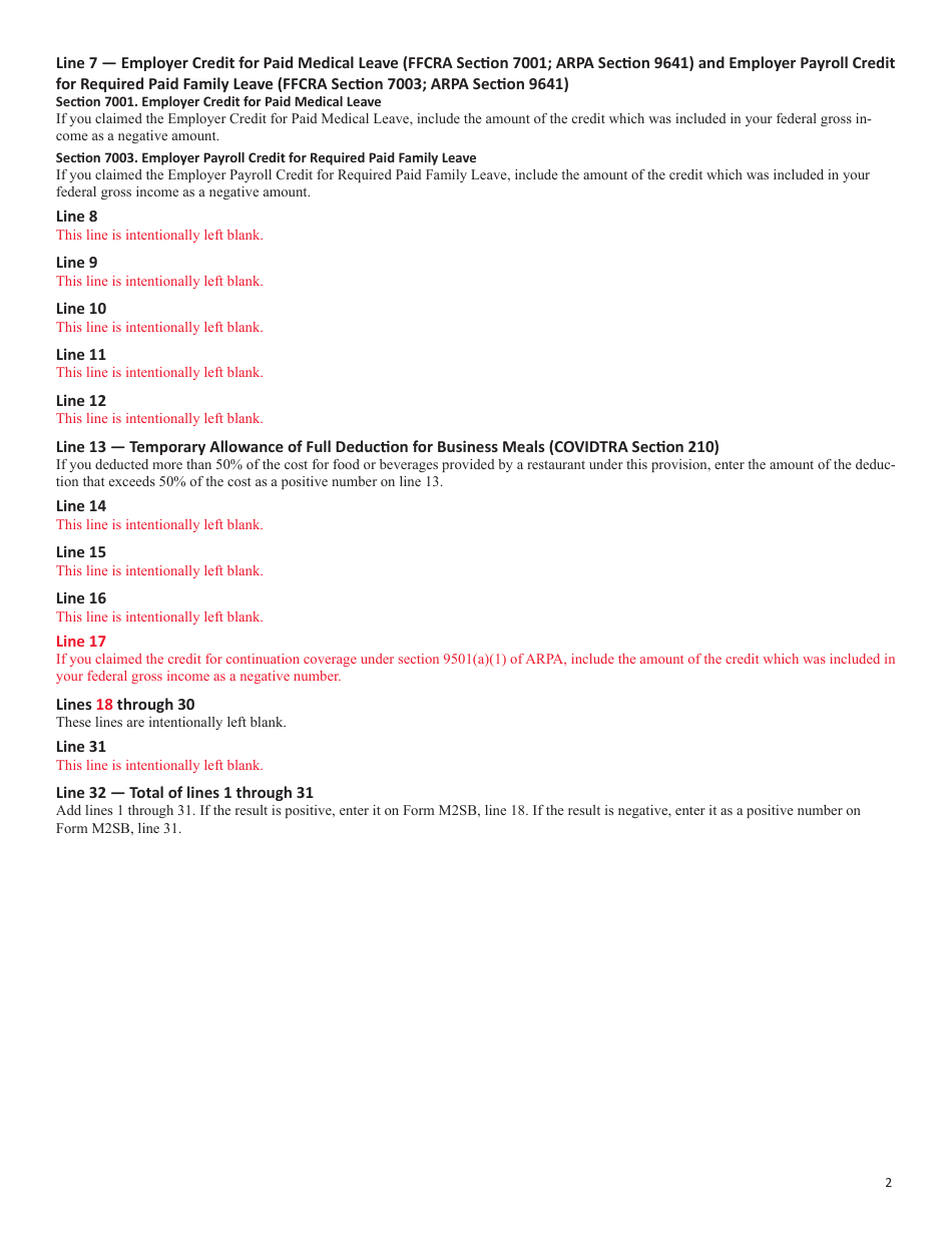 Schedule M2SBNC Federal Adjustments - Minnesota, Page 4