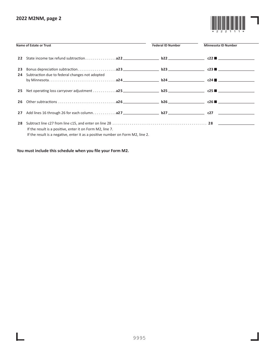 Schedule M2NM Non-minnesota Source Income and Related Expenses - Minnesota, Page 2
