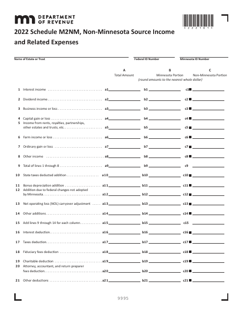 Schedule M2NM 2022 Printable Pdf