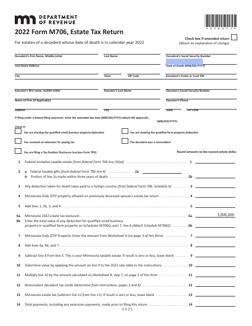 Form M706 2022 Printable Pdf