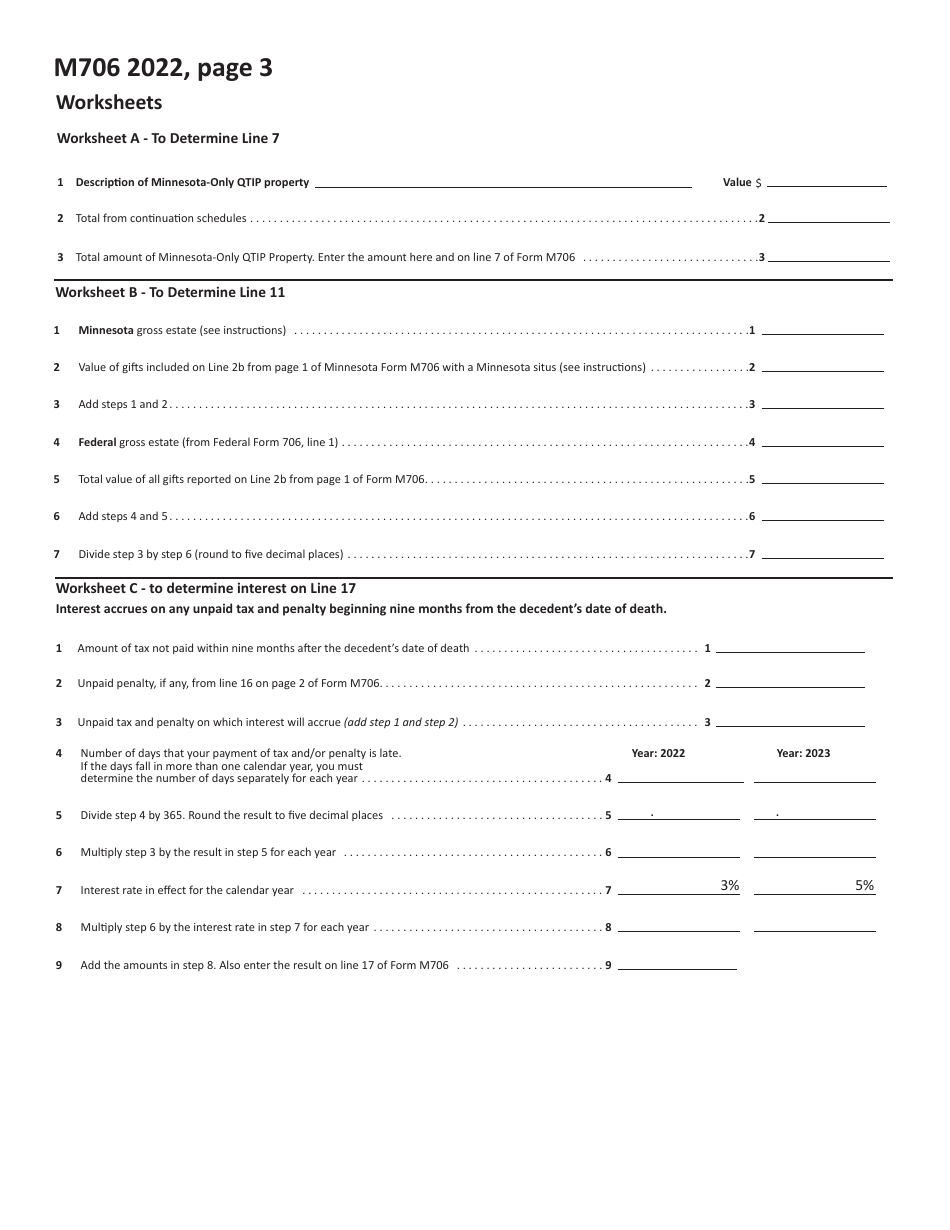 Form M706 Estate Tax Return - Minnesota, Page 3