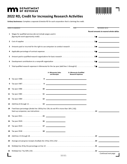 Schedule RD 2022 Printable Pdf