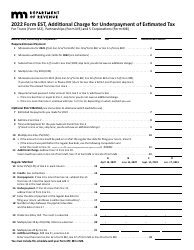 Document preview: Form EST Additional Charge for Underpayment of Estimated Tax for Trusts (Form M2), Partnerships (Form M3) and S Corporations (Form M8) - Minnesota, 2022