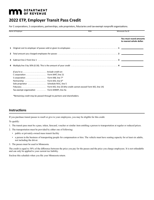 Form ETP 2022 Printable Pdf