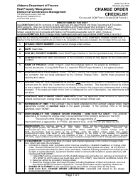 Document preview: DCM Form B-12 Change Order Checklist - Alabama
