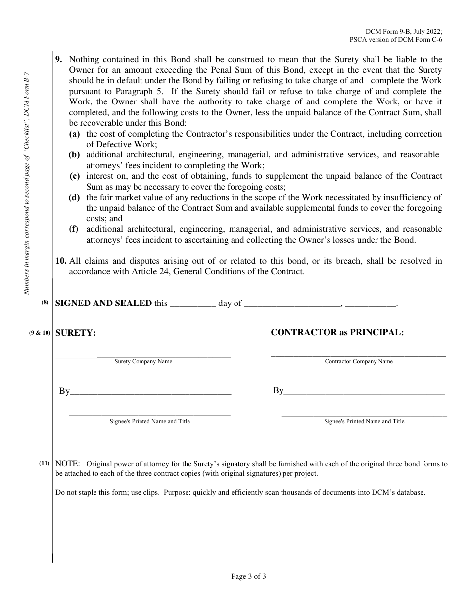 DCM Form 9-B Performance Bond - Alabama, Page 3