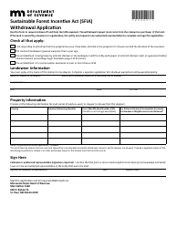 Sustainable Forest Incentive Act (Sfia) Withdrawal Application - Minnesota