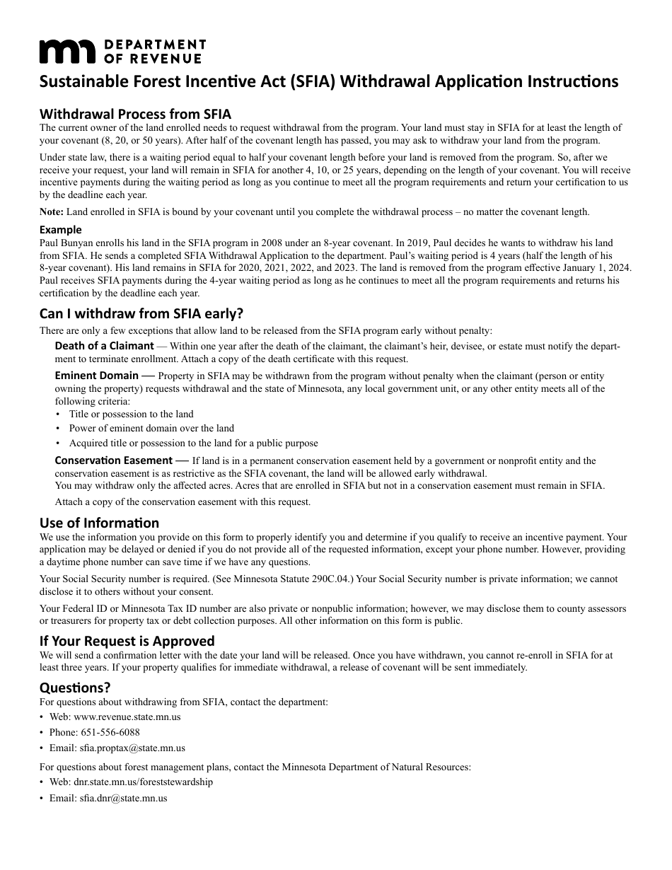 Sustainable Forest Incentive Act (Sfia) Withdrawal Application - Minnesota, Page 3