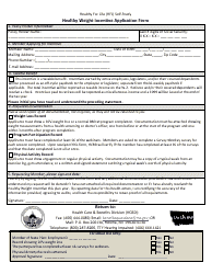 Healthy Weight Incentive Application Form - Montana