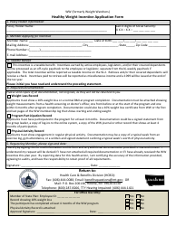 Ww Healthy Weight Incentive Application Form - Montana