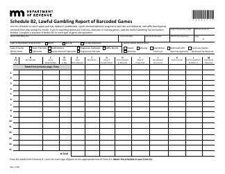 Document preview: Schedule B2 Lawful Gambling Report of Barcoded Games - Minnesota