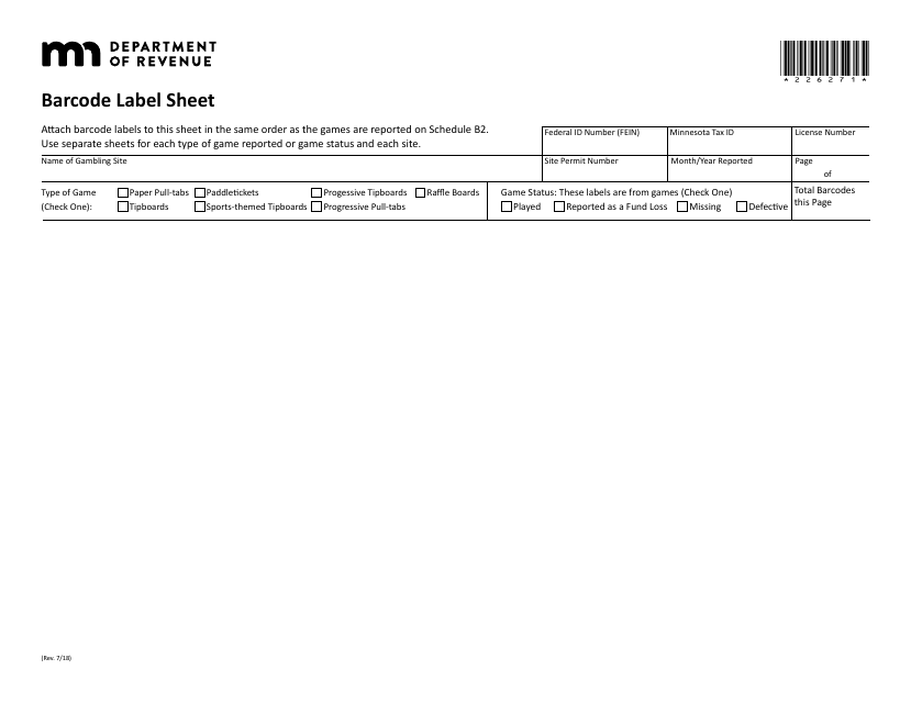 Barcode Label Sheet - Minnesota Download Pdf