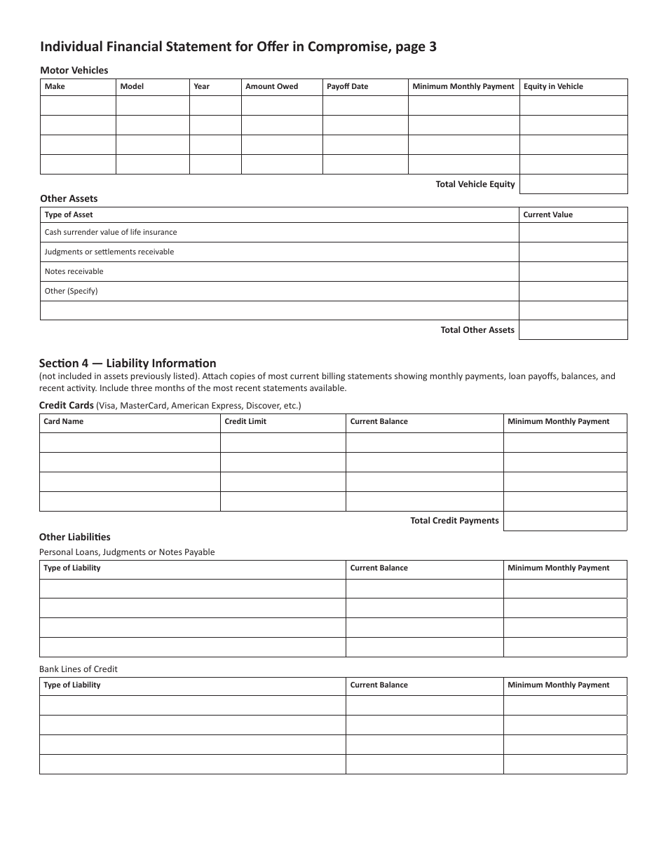 Compromise Questionnaire and Application - Minnesota, Page 5