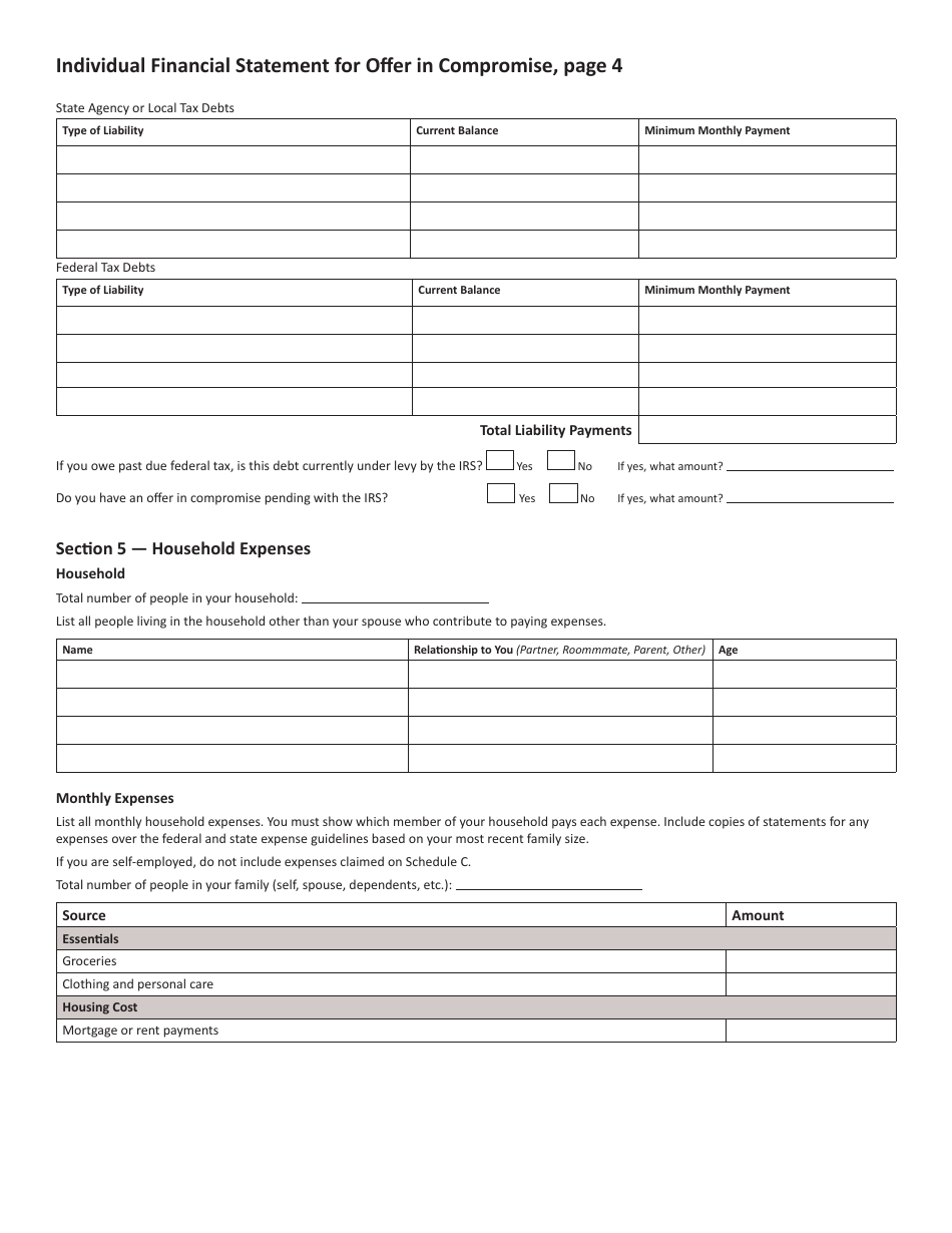 Compromise Questionnaire and Application - Minnesota, Page 6