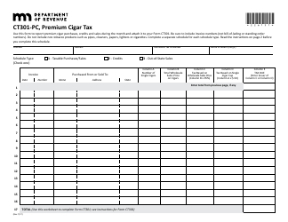 Document preview: Form CT301-PC Premium Cigar Tax - Minnesota