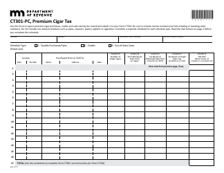 Form CT301-PC Premium Cigar Tax - Minnesota