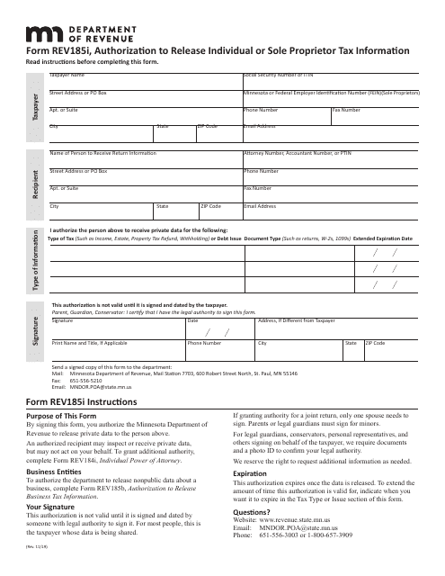 Form REV185I  Printable Pdf
