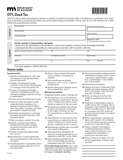 Form DT1 Deed Tax - Minnesota