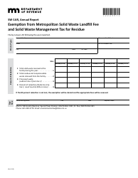 Document preview: Form SW-1AR Exemption From Metropolitan Solid Waste Landfill Fee and Solid Waste Management Tax for Residue (Annual Report) - Minnesota