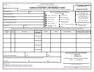 Document preview: Form WV-103 Surplus Property Retirement Form - West Virginia