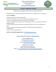 Education and Training Voucher (Etv) Program Application - Clark County - Nevada, Page 4