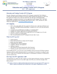 Document preview: Education and Training Voucher (Etv) Program Application - Children's Cabinet - Nevada, 2024