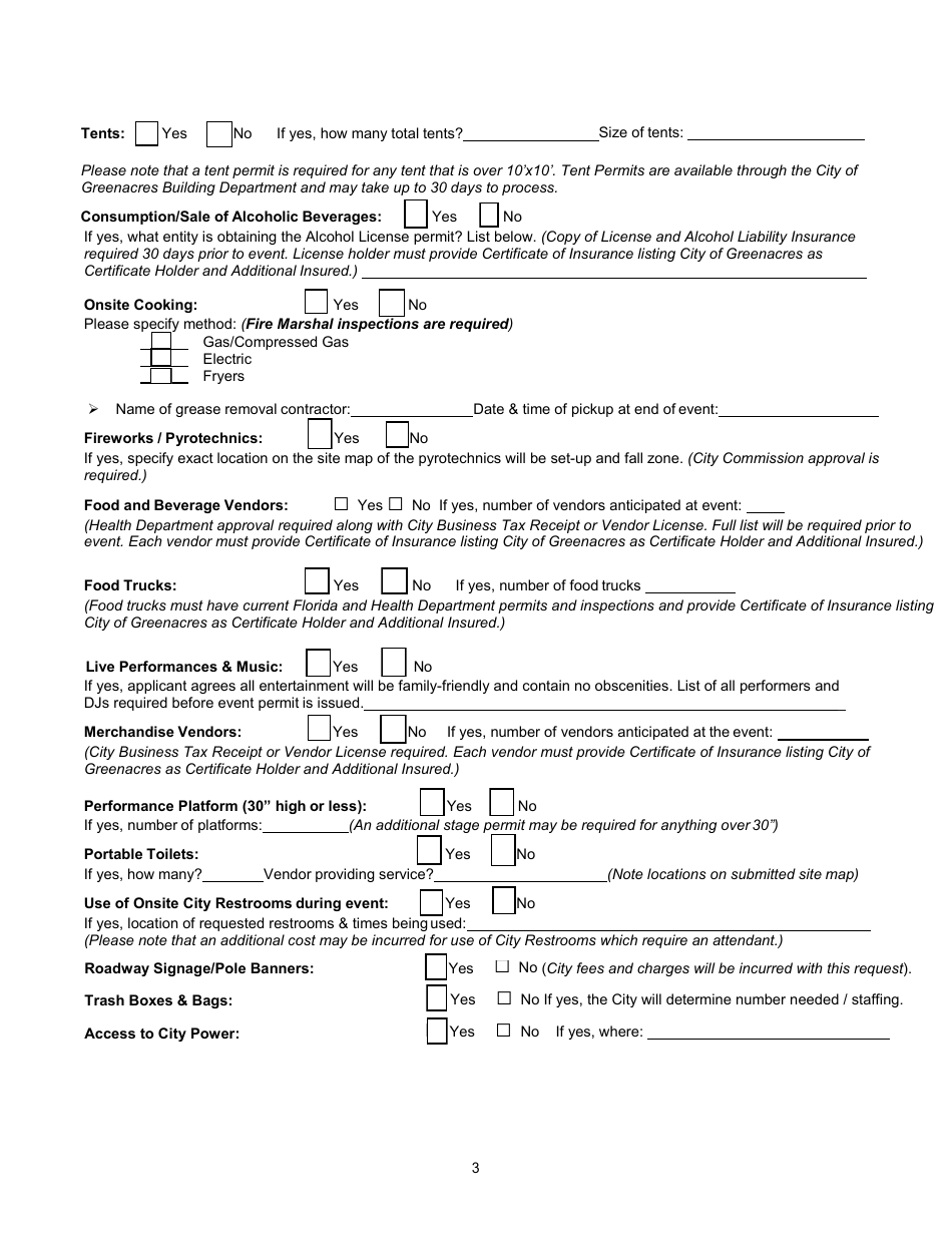 Application for Temporary Use Permit - City of Greenacres, Florida, Page 3