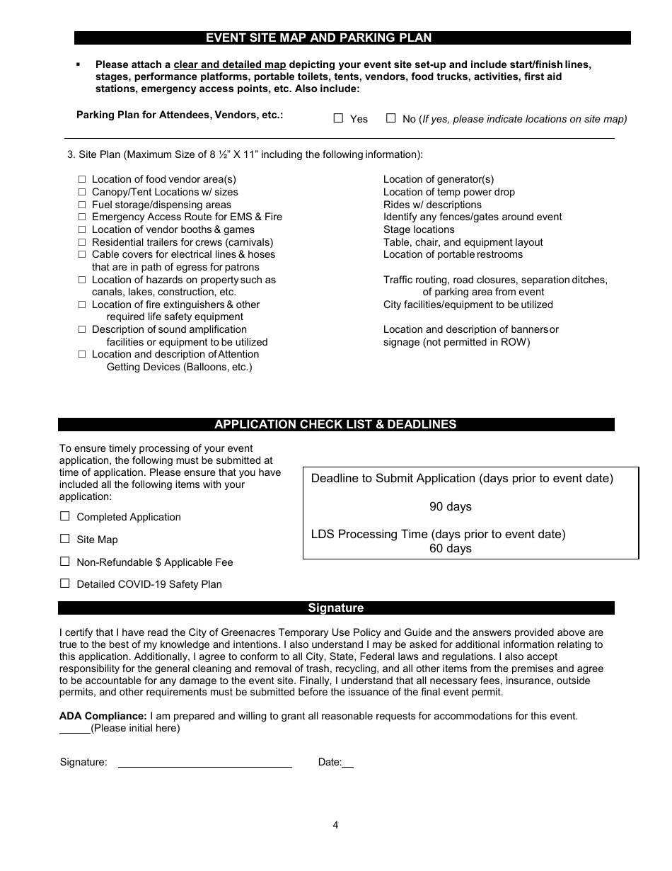 City of Greenacres, Florida Application for Temporary Use Permit - Fill ...