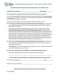 Document preview: Consent for Services (Tier 3) - School Dental Health Program - Vermont