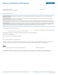 Document preview: Form 50-830 Notice of Arbitration Withdrawal - Texas