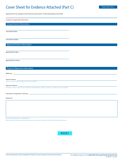 Form 50-210-C Part C  Printable Pdf