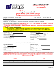 Document preview: Ambulance Inspection Appointment Request & Confirmation - City of McAllen, Texas, 2023
