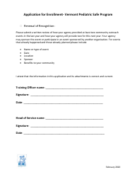 Application for Enrollment - Vermont Pediatric Safe Program - Vermont, Page 3