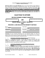 Document preview: Form 07-6153 Reemployment, Election to Either Receive Reemployment Benefits or Waive Reemployment Benefits and Receive a Job Dislocation Benefit Instead - Alaska