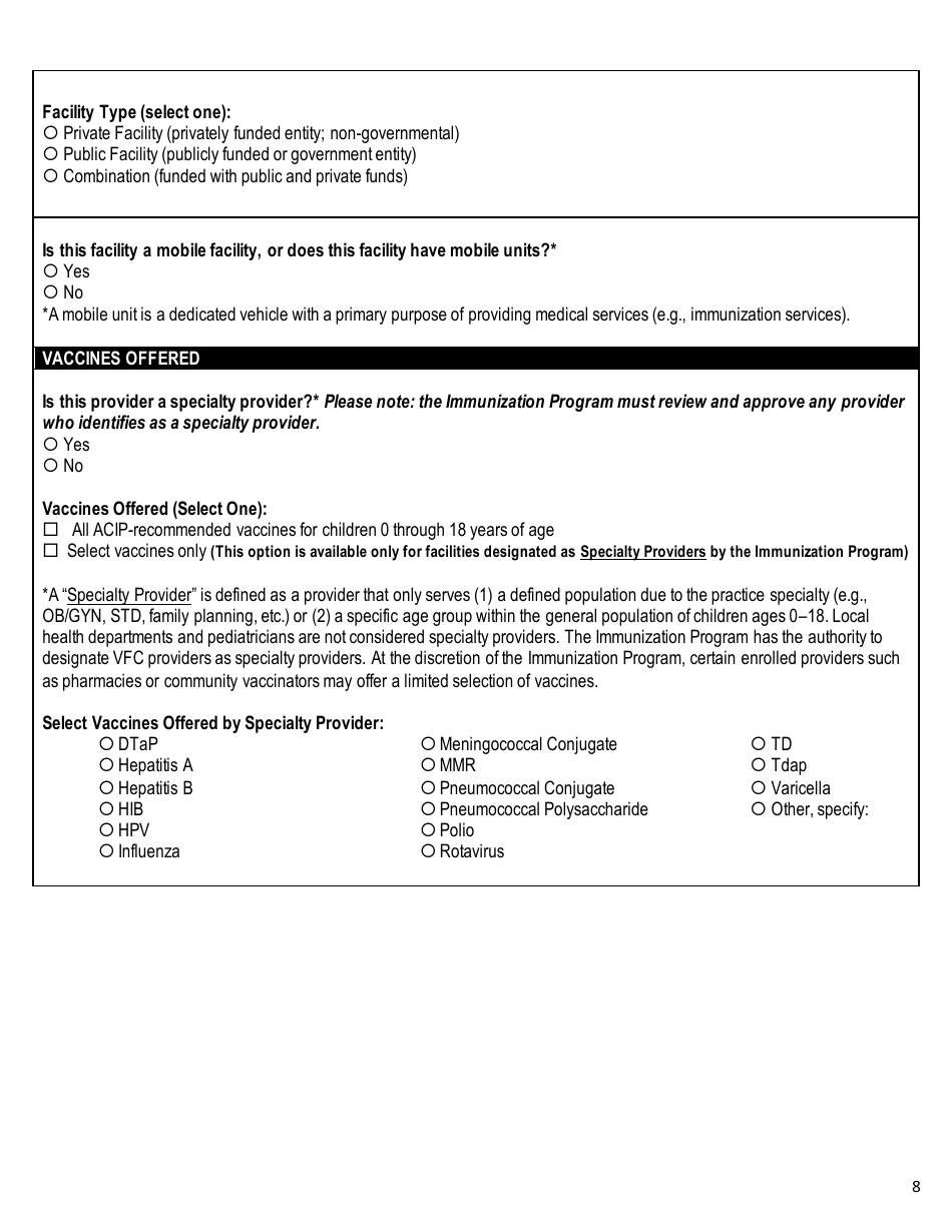 Vermont Child Vaccine Program Provider Agreement - Vermont, Page 8