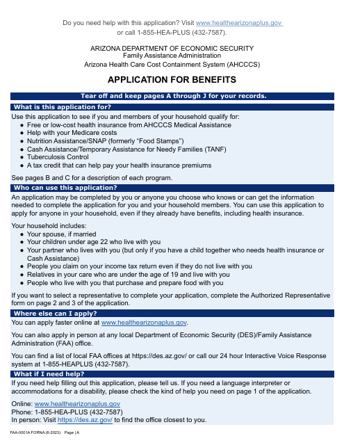 Form FAA-0001A  Printable Pdf