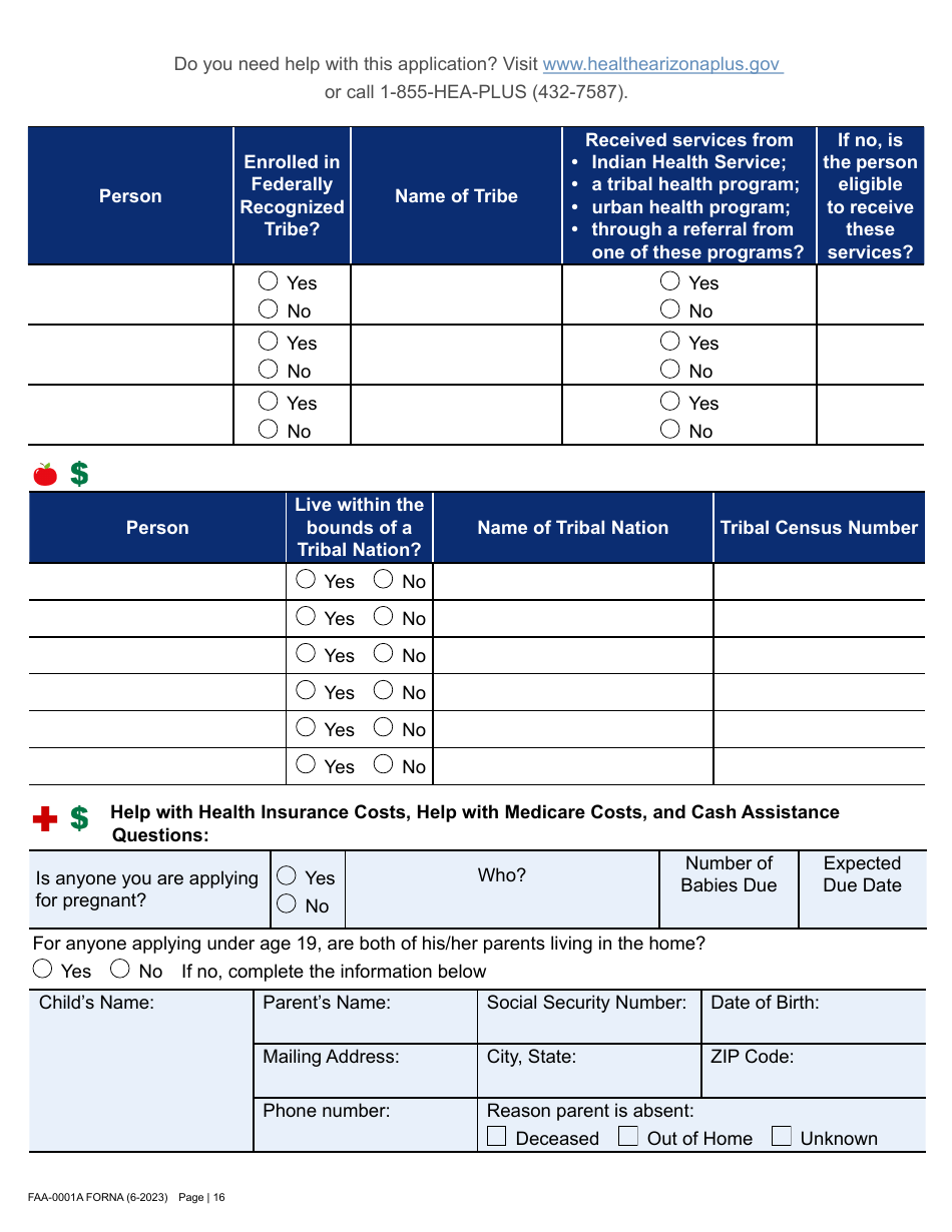 Form FAA-0001A Application for Benefits - Arizona, Page 26